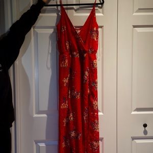 BP Nordstrom red floral jumpsuit